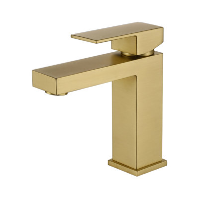 Robinet de salle de bain moderne en or - Fixation sur le comptoir et poignée de lavabo facile à utiliser