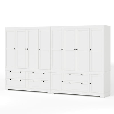 Très grande armoire modulaire avec tringles suspendues, tablettes et 6 tiroirs
