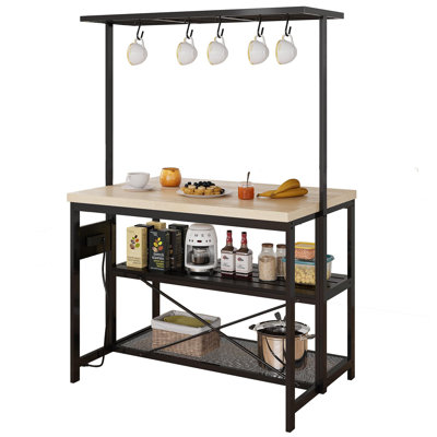 42" Kitchen Island With 3-Tier Shelves And 5 Hooks by Yuan Home