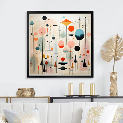 Pink Blue Mid Century Whimsical Wonders I - Mid-Century Canvas Art Print