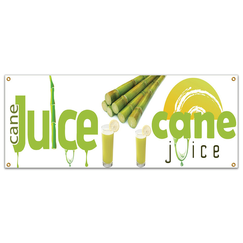 Signe de bannière Sugar Cane Juice, H 18 po x l 48 po x P 0,1 po