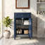 Meuble-lavabo autoportant de 18 po en MDF avec lavabo intégré en céramique, meuble-lavabo simple en bleu avec porte à fermeture douce, tablette réglable et pieds pleins-130996267-131294898
