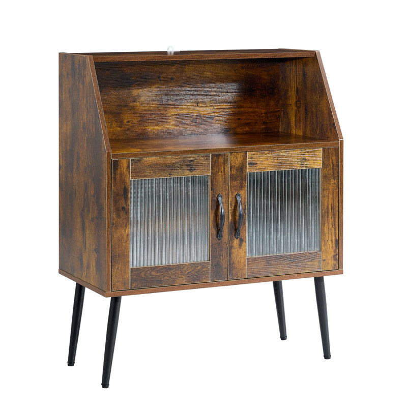 SIDEBARD, Bufft Cabinet, Table de salle à manger d'appoint, Porte en verre, 1 pièce par NTC, industriel, Brun