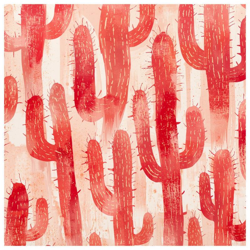 Toile de cactus rouge aquarelle tendue avec châssis en plusieurs tailles, 16 po x 20 po