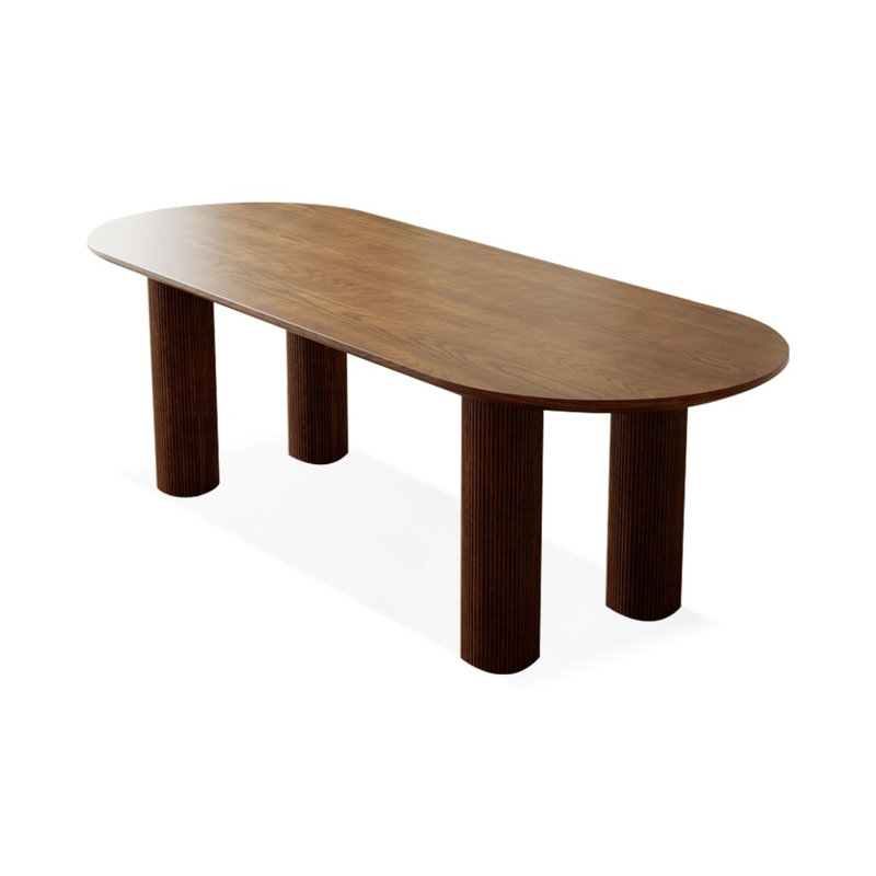 Table de salle à manger ovale en bois massif brun noisette, H 29,53 po x L 62,99 po x l 31,5 po