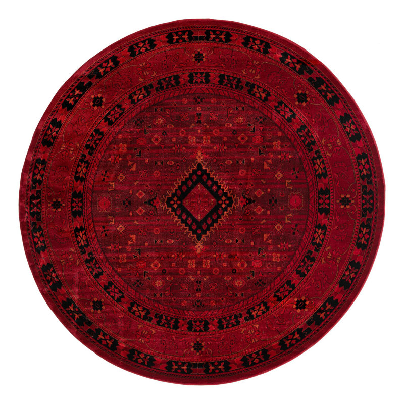 Tapis oriental rouge Amro, Rond 7 pi 11 po