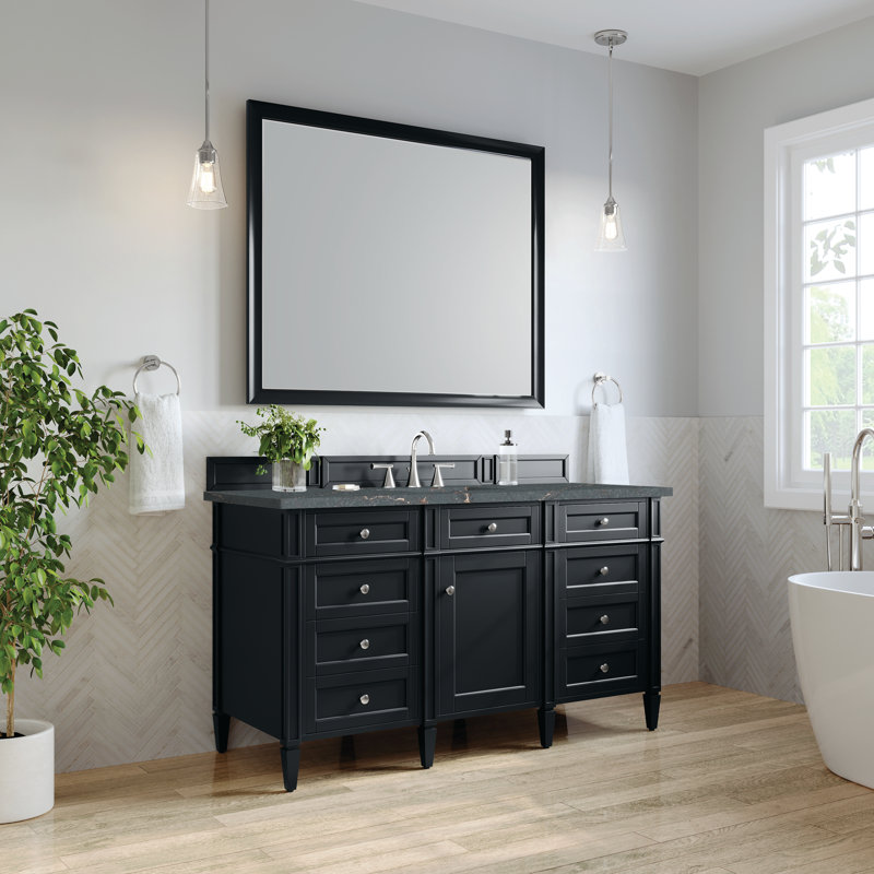 Brittany 60'' W Single Vanity, Parisien Bleu, Black Onyx, 8" Widespread