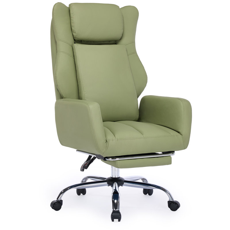 Seaberg Ergonomic PU Leather Office Chair with 3D Kneading Massage, Adjustable Backrest (90°-135°), Folding Armrest, Telescopic Footrest, 360° Swivel & Silent Wheels - Comfort Desk Chair for Work/Gaming/Nap