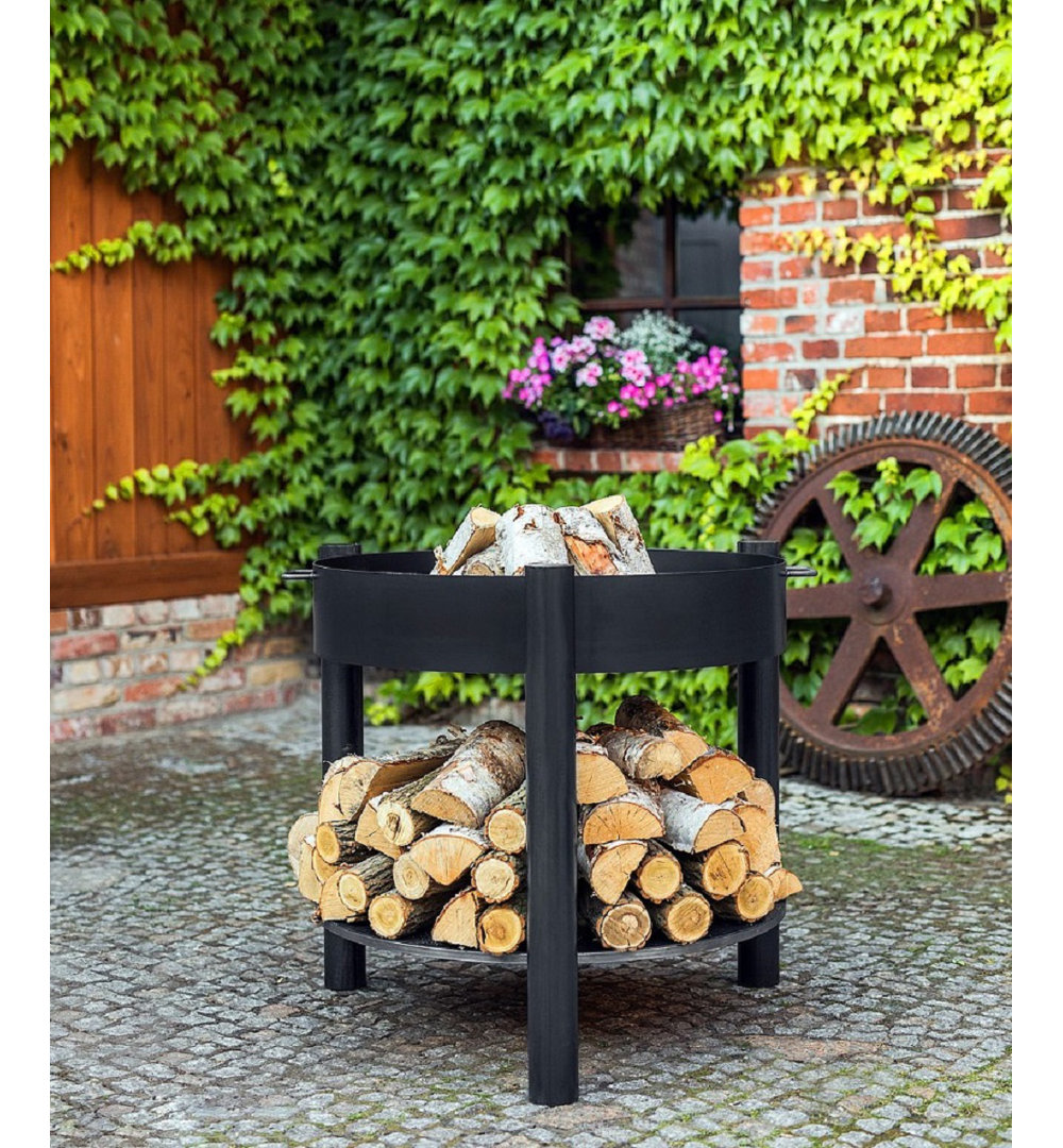 Garden Fire Basket SOLAFA XL With Steel Wood Storage Diameter: 80Cm