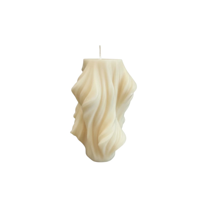 4" White Eucalyptus Scented Dimensional Twist Candle