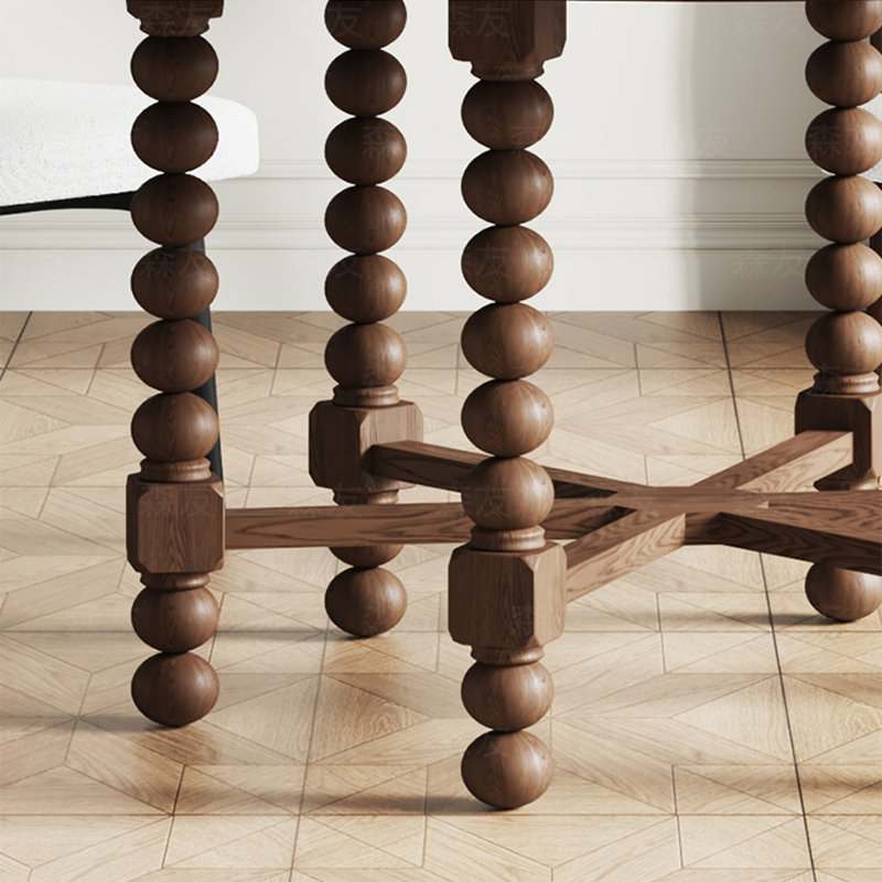 Round multilayer solid board dining table set, 29.53" H x 59.06" L x 59.06" W