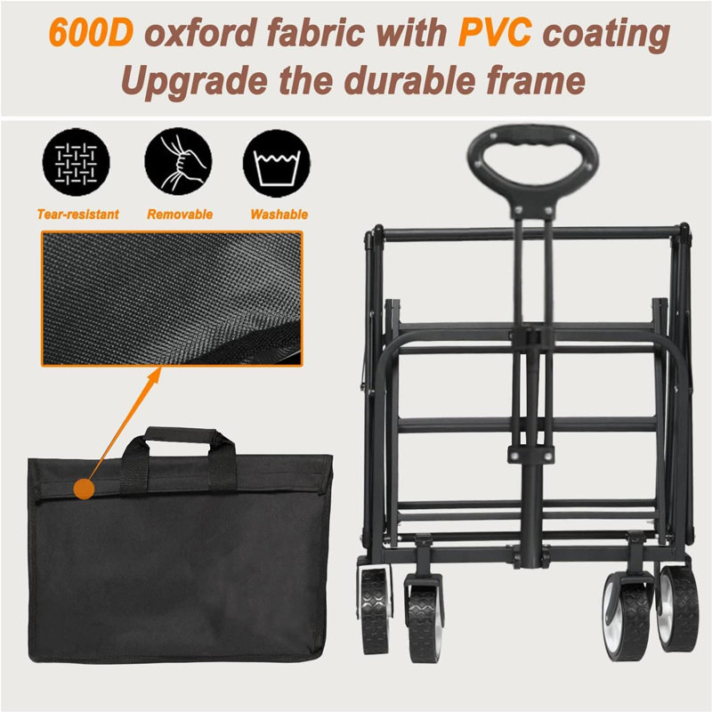 Outdoor Utility Wagon Garden Carts, Carbon Black