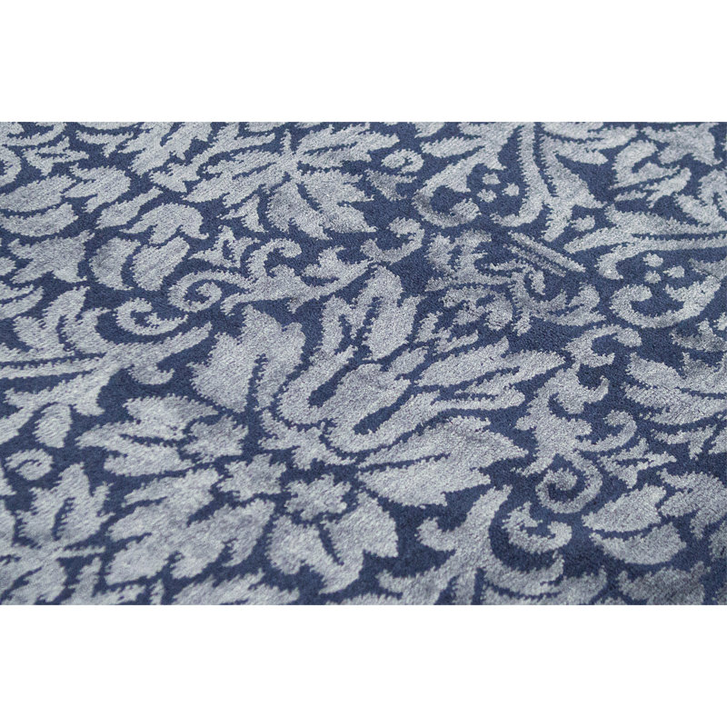 Jakat Damask Area Rug in Blue, Rectangle 7'9" x 9'9"