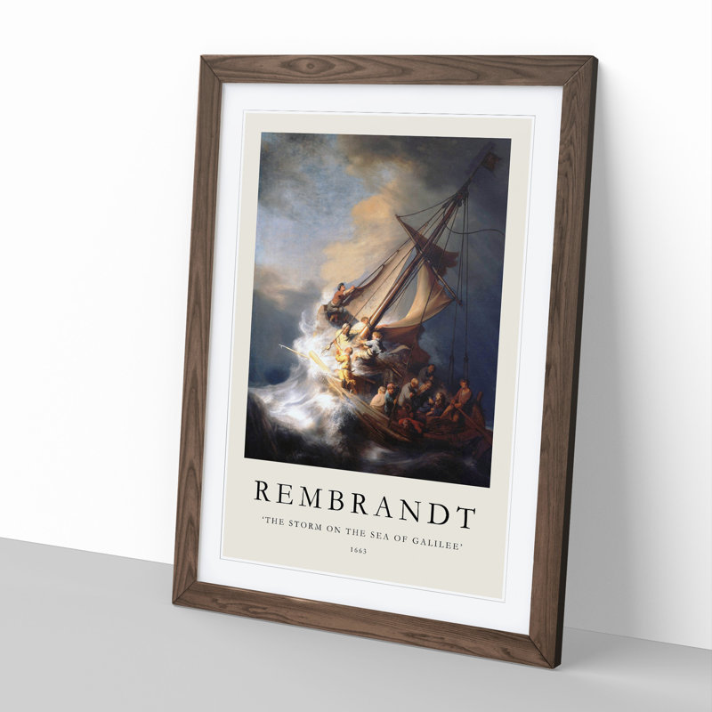 Christ in the Storm of Galilee by Rembrandt Van Rijn - Picture Frame Art Prints, Walnut, 65cm H x 48cm W x 2cm D