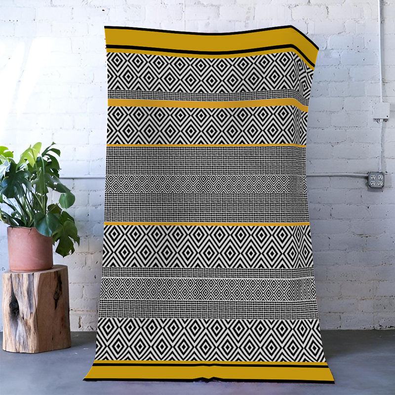 Tapis décoratif moderne à motif géométrique gris, Rectangle 5 pi 1,02 po x 7 pi 6,55 po