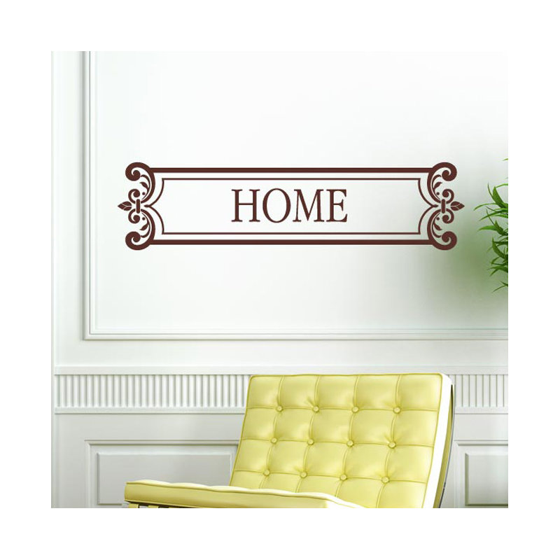 Home Sign Framed Wall Sticker, Brown, Large