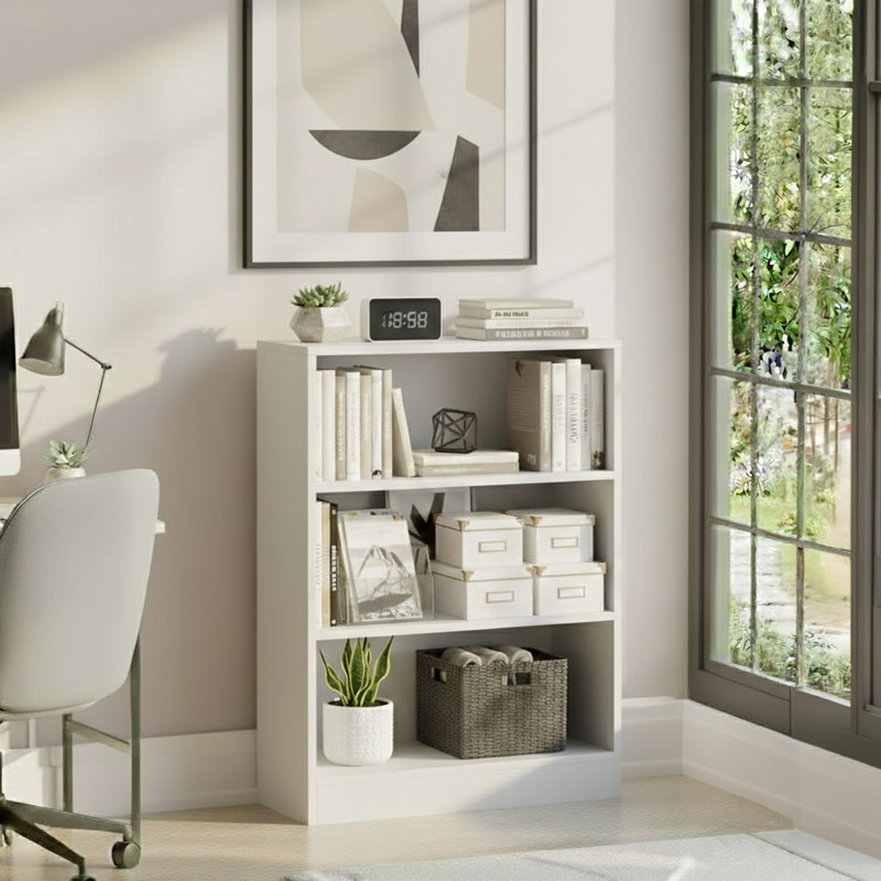 142cm H x 60cm W Standard Bookcase, White, (3 Shelves) 75cm H x 60cm W x 24cm D