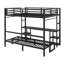 Lit superposé en métal / lit mezzanine avec bureau et tablettes, utilisations multiples se pliant dans un canapé avec DEL et USB