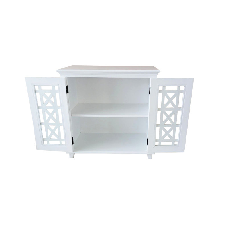 Armoire décorative blanche en bois massif avec porte en verre