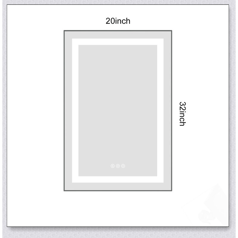 Miroir de salle de bain DEL, Blanc, Verticale, 20 po x 32 po