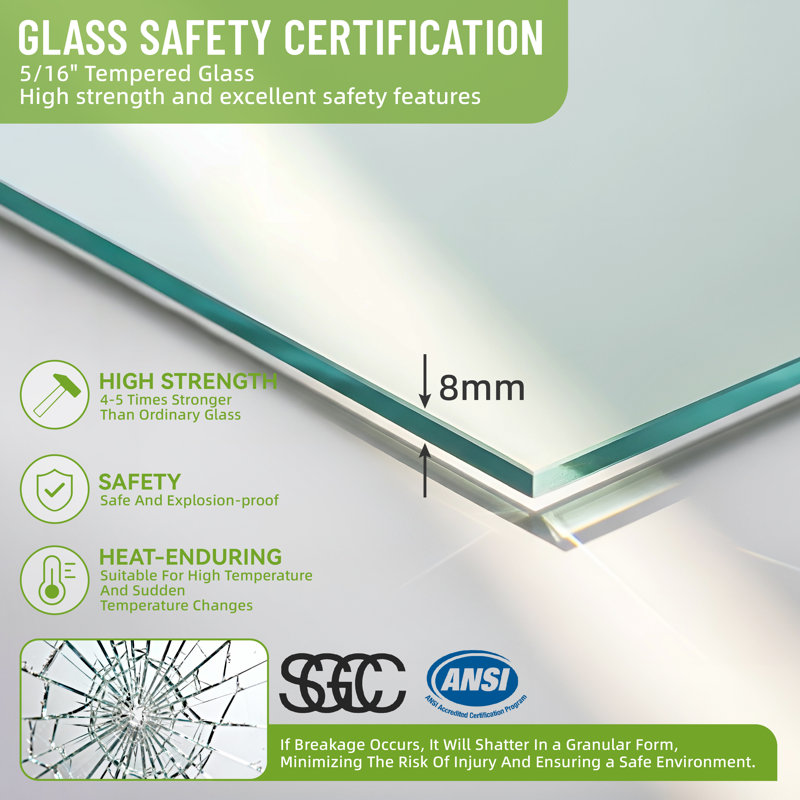 44"-48" W x 76" H Double Sliding Semi-Frameless Shower Door with 5/16" (8mm) Crystal Clear Tempered Glass, Silver
