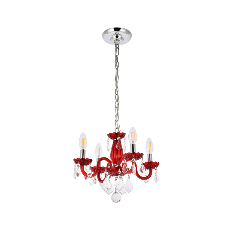 Jaquelin 4 - Light Dimmable Classic / Traditional Chandelier, Red