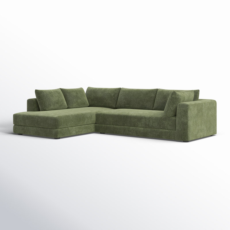 Quincey Upholstered Chaise L-Sectional, Left Hand Facing, Sagano Green Fabric