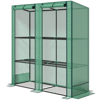 Petite serre portative, avec portes à enroulement, tablettes grillagées, housse imperméable aux rayons UV