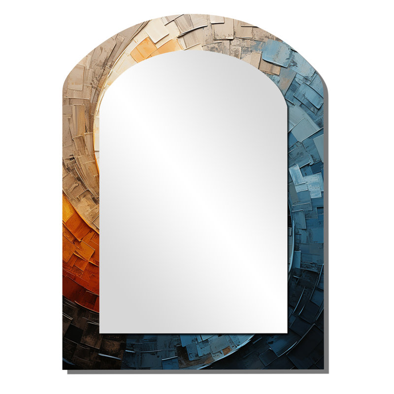 Collage en spirale - miroir mural décoratif en spirale abstraite, 34 po x 25 po