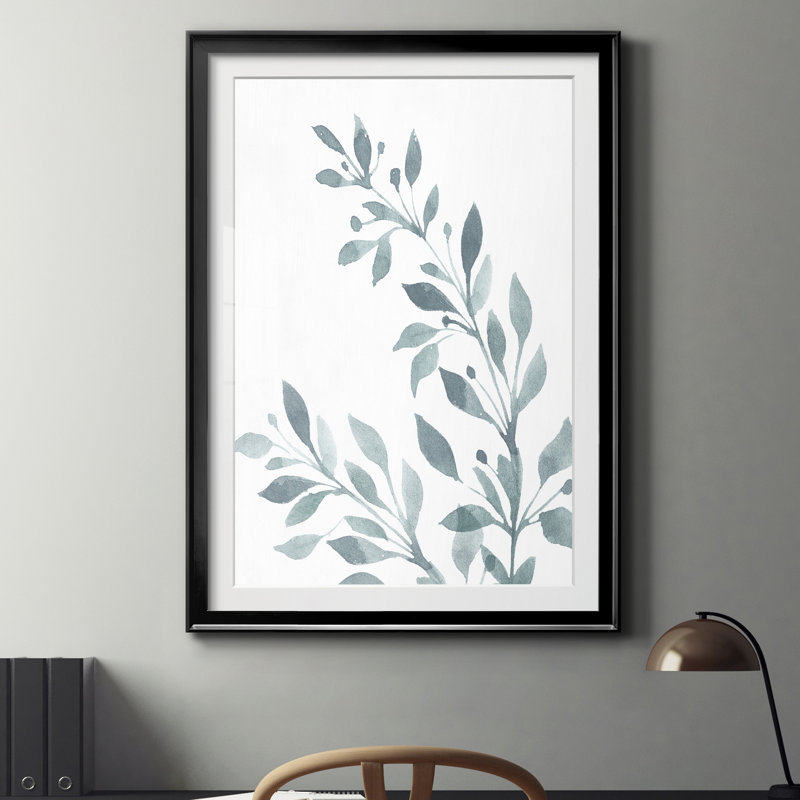 «Blue Botanical Wash I», reproduction de cadre photo sur papier, H 18,5 po x l 24,5 po x P 1,5 po, Papier encadré noir