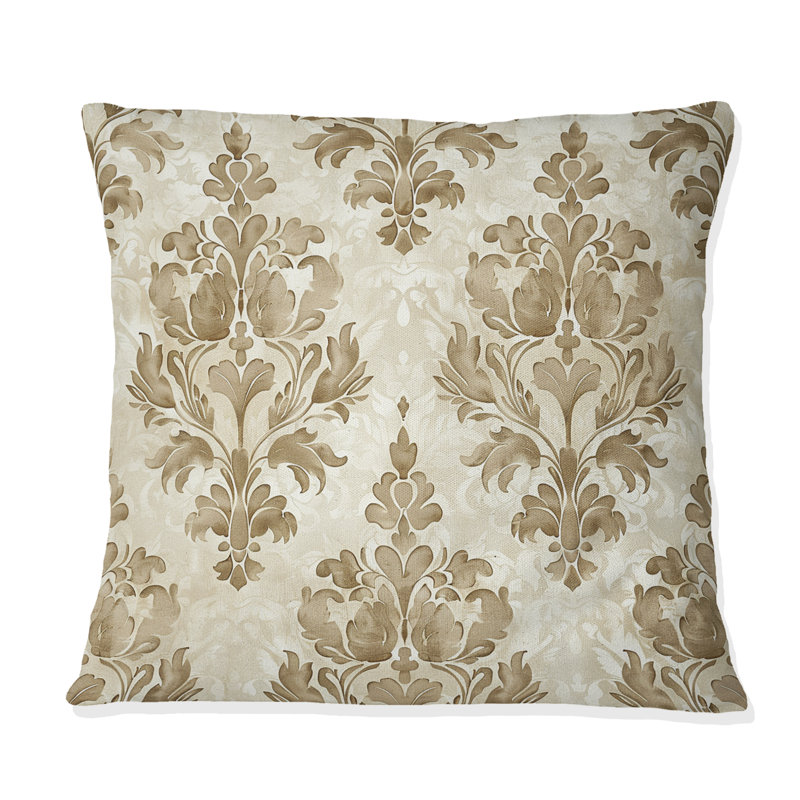 Coussin décoratif «Beige Country Floral Chic I», H 16 po x l 16 po, Carrée