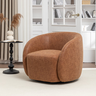Katherline Hall Faux Leather Swivel Barrel Chair