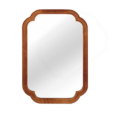 20" X 30" Solid Wood Frame Rounded Corner Decorative Mirror, For Bedroom, Bathroom, Living Room, Entryway