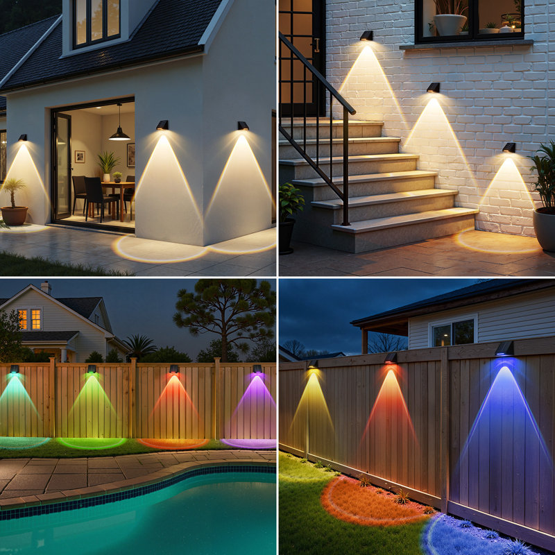 Solar Fence Lights Outdoor - Brighter Focused Lens, Cold White & Warm Light Fence Solar Lights Outdoor Waterproof, Auto On/off Deck Lighting For Wall, Patio, Backyard, Step, Railing