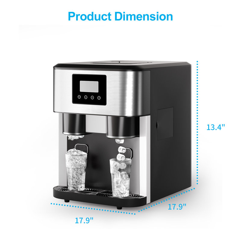 3-in-1 Bullet & Crushed Ice Maker with Cold Water Dispenser 40lbs/Day Self-Cleaning Black