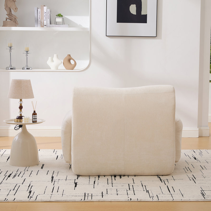 Fauteuil d'appoint large et surdimensionné rembourré, Beige