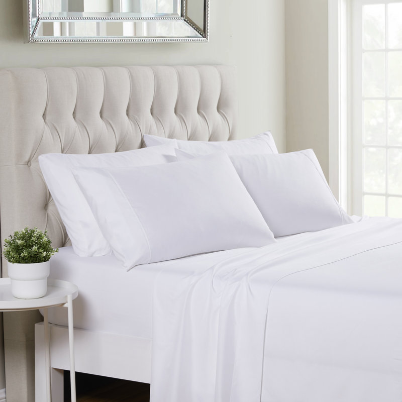 Ensemble de draps luxueux en microfibre douce avec taies d'oreiller en prime, Blanc