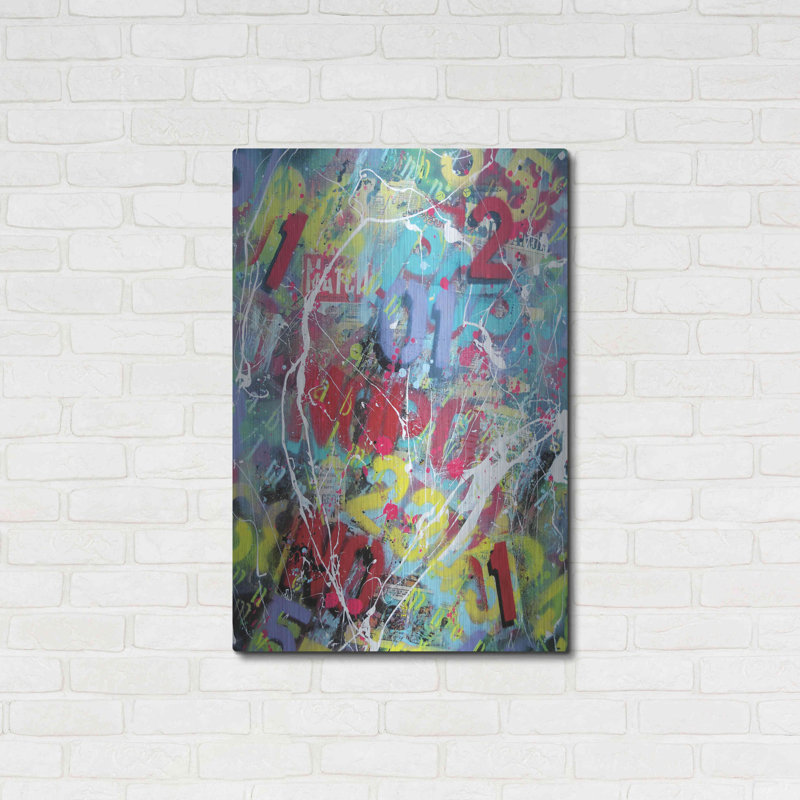 Red Barrel Studio® «Words as Brushstrokes 2» par David Drioton, art mural en métal, H 36 po x l 24 po