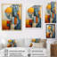 «Orange and Blue Cubism Assemblage II - Abstract Collages», art mural sur toile-443486770-443486769