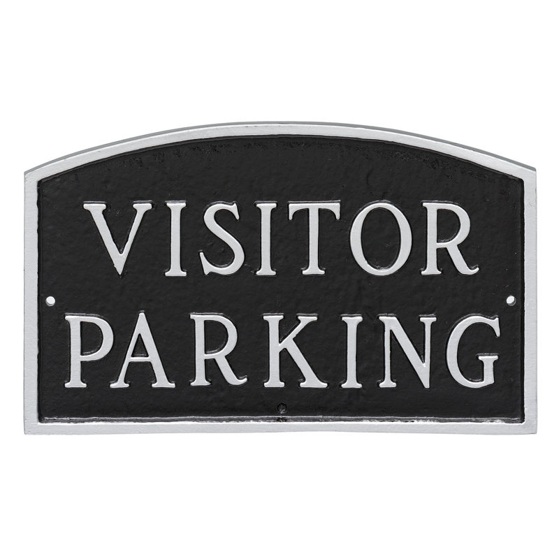 Visitor Parking Statement Garden Plaque, Black/Silver, 5.5" H x 9" W x 0.25" D