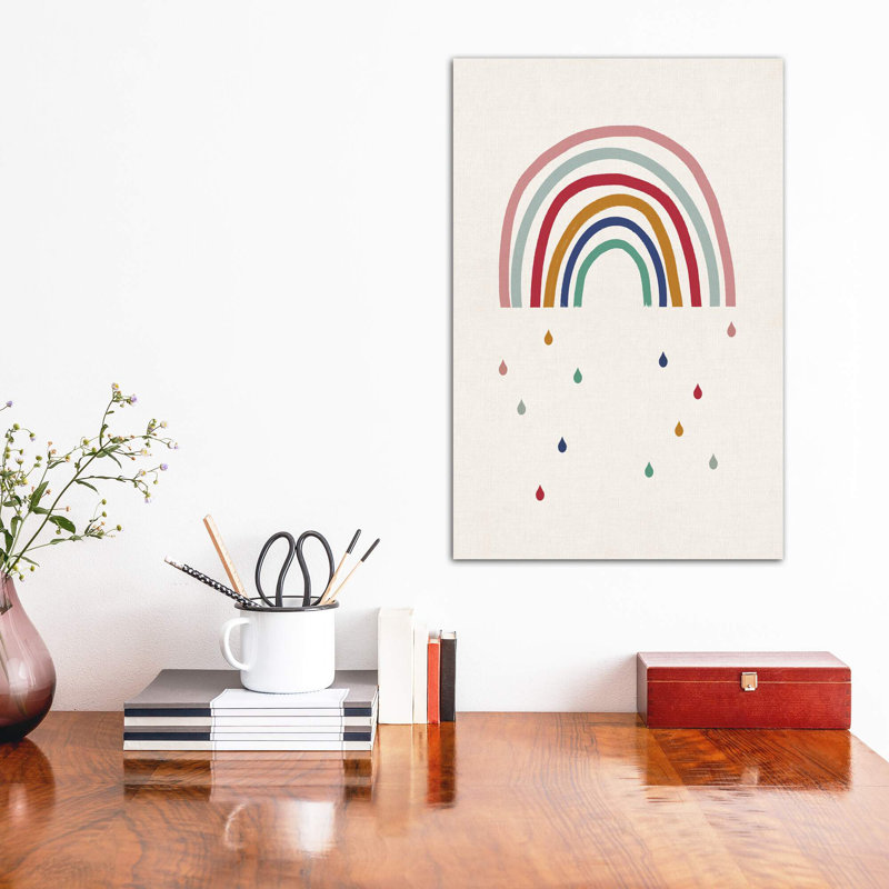 Décoration murale pleure arc-en-ciel pour enfants, Toile tendue, H 12 po x l 8 po x P 0,75 po