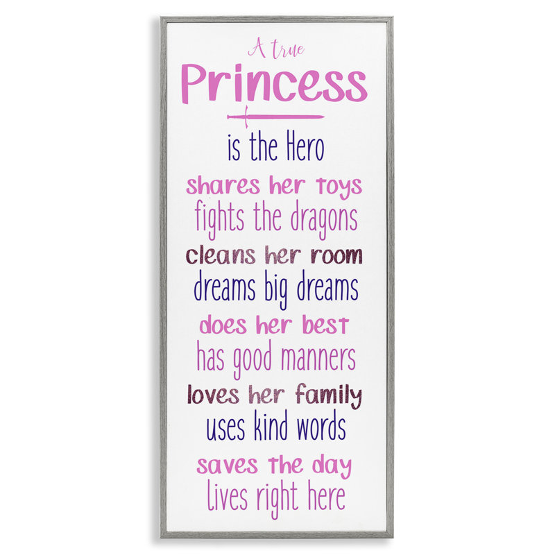 «True Princess Is The Hero», art de la giclée encadrée, conception par Kim Allen, H 24 po x l 10 po
