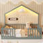 Lits pour enfants en bois durables avec DEL, conception Montessori, gris