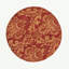 Repose-pieds rond rembourré 24 po, jacquard damassé or rouge avec bordure dorée 24 po
