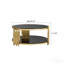 Table basse Modern - verre trempé double couche, structure en acier inoxydable - doré / noir