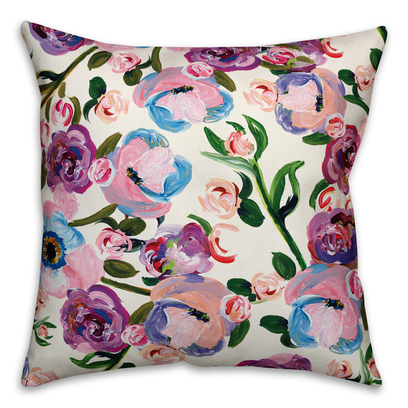 Summer Fun Floral Reversible Throw Pillow