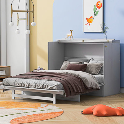  Grand lit, cadre de lit maison avec tablettes et lumières