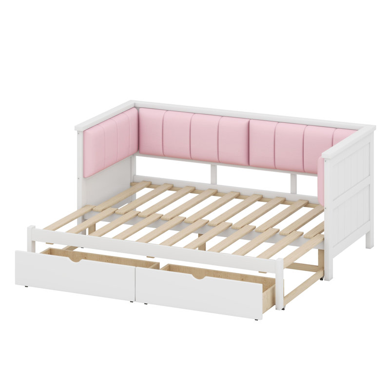 Lit de jour rembourré avec tiroirs de rangement, style contemporain