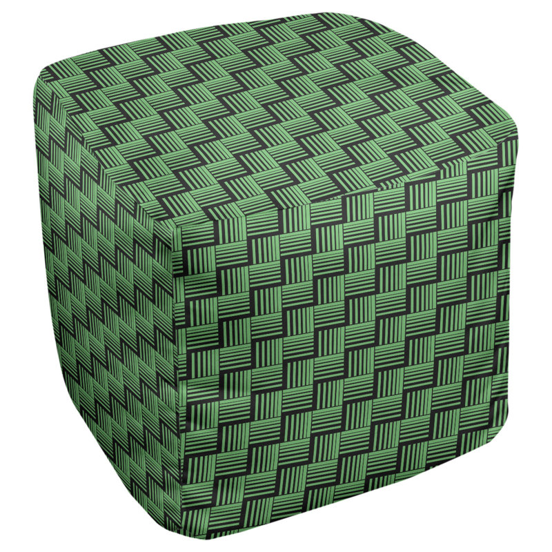 Repose-pieds cubique à rayures classic basketweave, Vert / noir