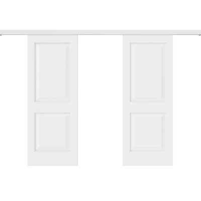 80"H 2Lite Waterproof White Primed Solid Core Composite MDF Wood Sliding Barn Door With Hardware Kit